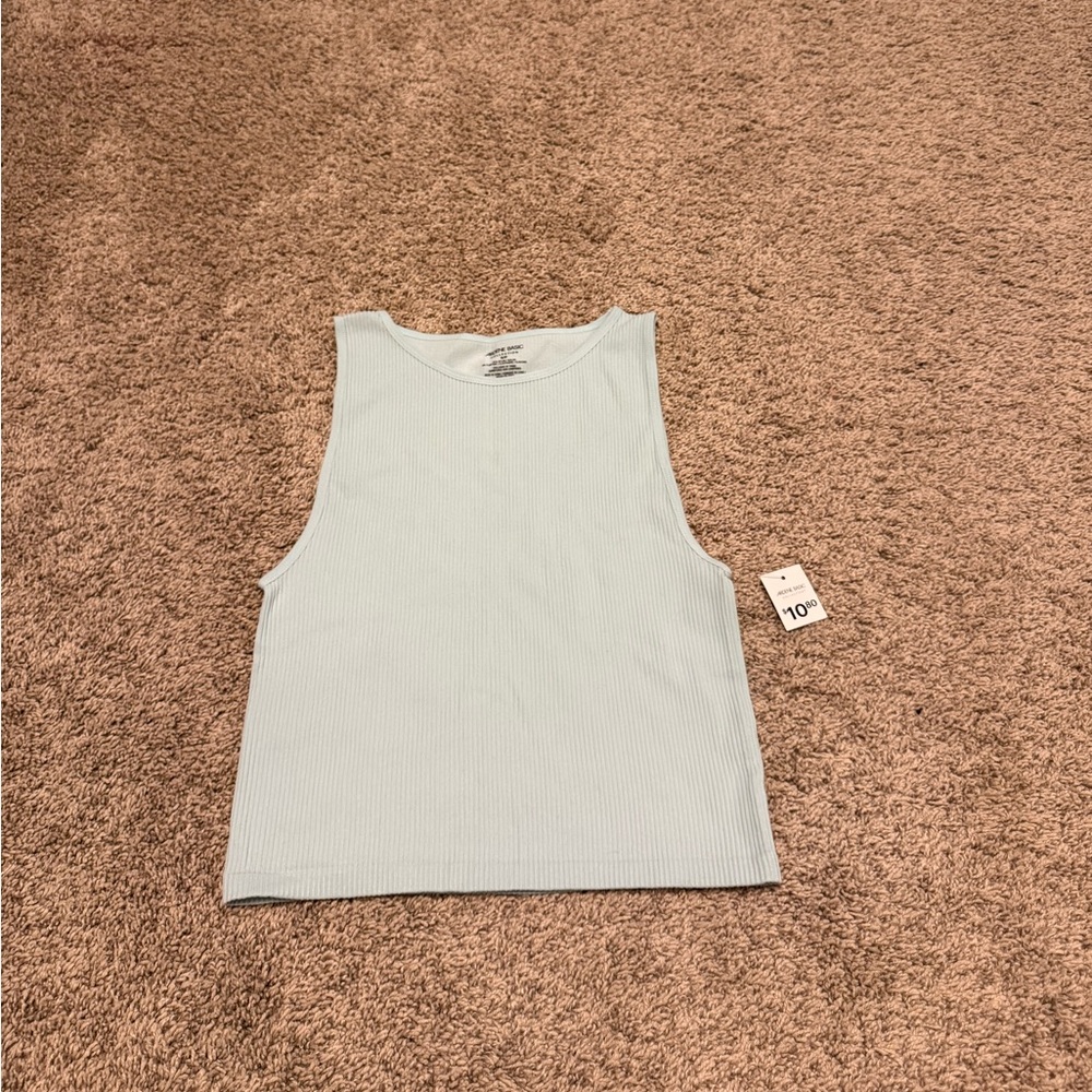Light Green Cropped Ribbed Tank Top
